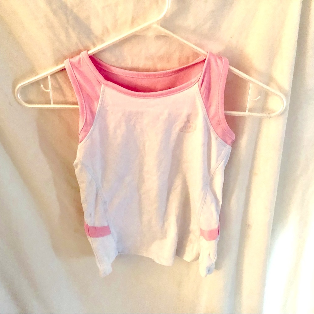 Pink and white athletic tank top